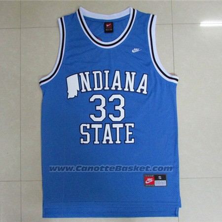 Maglia NCAA Indiana State Sycamores Larry Bird #33 Blu